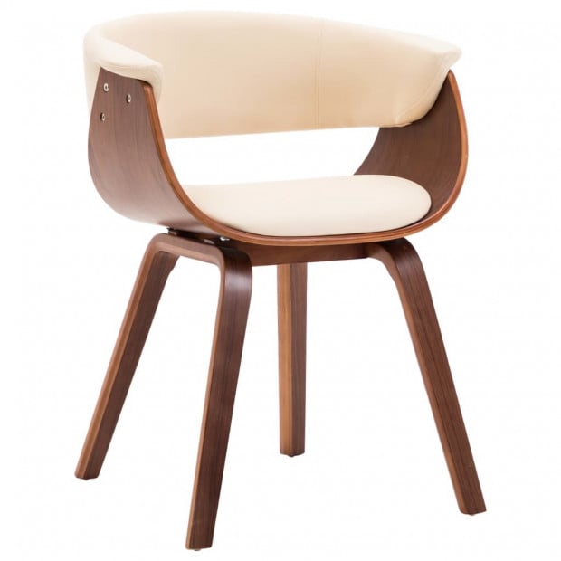 Dining Chair Cream Bent Wood And Faux Leather