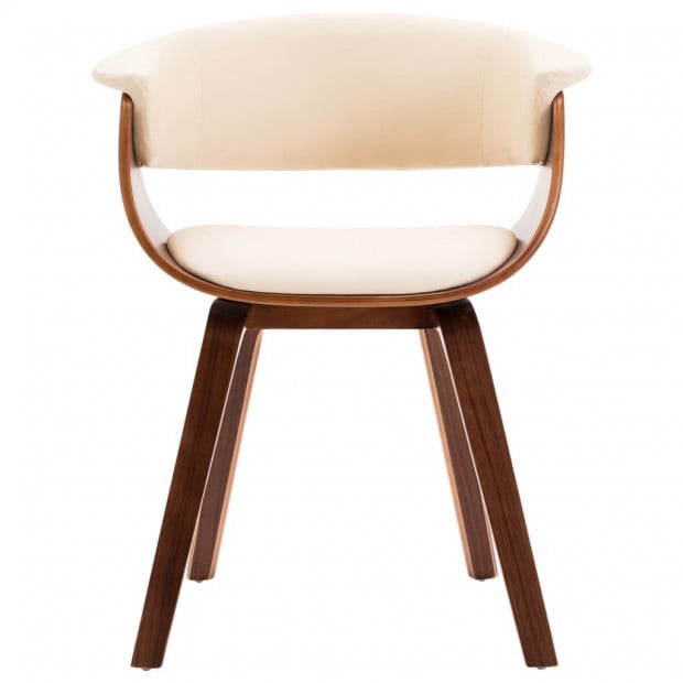 Dining Chair Cream Bent Wood And Faux Leather Image 2