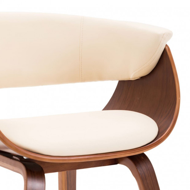 Dining Chair Cream Bent Wood And Faux Leather Image 3