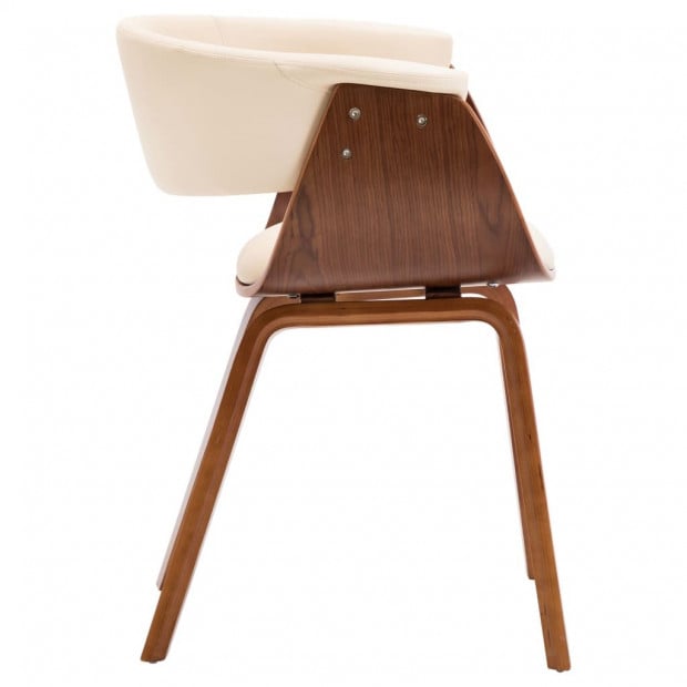Dining Chair Cream Bent Wood And Faux Leather Image 4