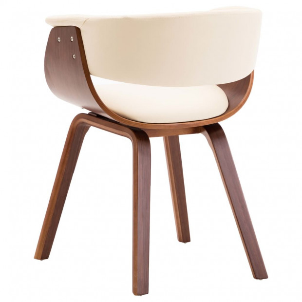 Dining Chair Cream Bent Wood And Faux Leather Image 5
