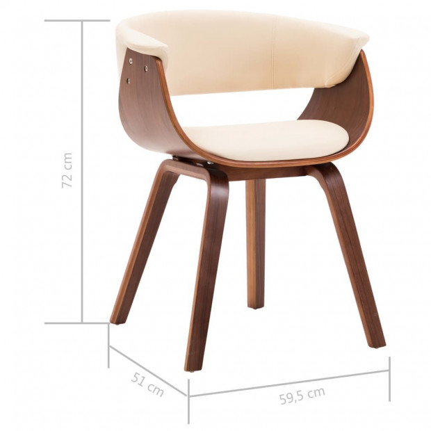Dining Chair Cream Bent Wood And Faux Leather Image 6