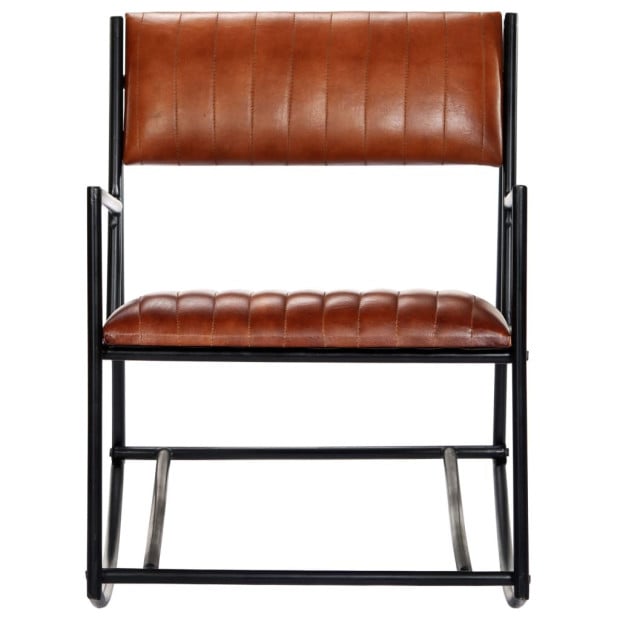 Rocking Chair Brown Real Leather Image 3