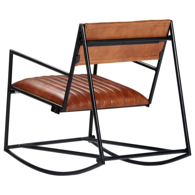 Rocking Chair Brown Real Leather Image 5