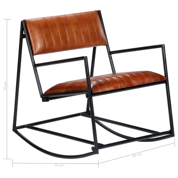 Rocking Chair Brown Real Leather Image 8
