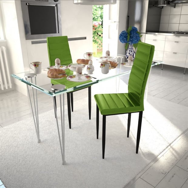 Dining Chairs 2 Pcs Lime Green Faux Leather Image 2
