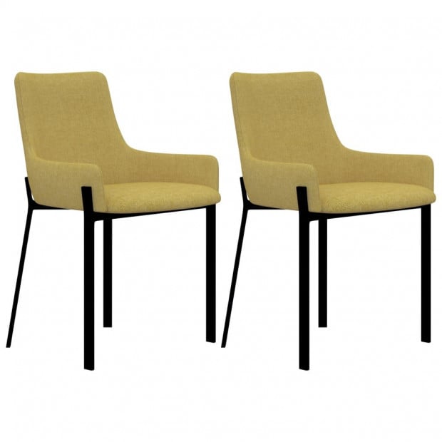Dining Chairs 2 Pcs Yellow Fabric