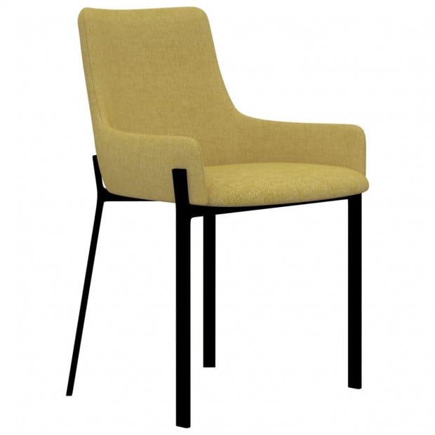 Dining Chairs 2 Pcs Yellow Fabric Image 2