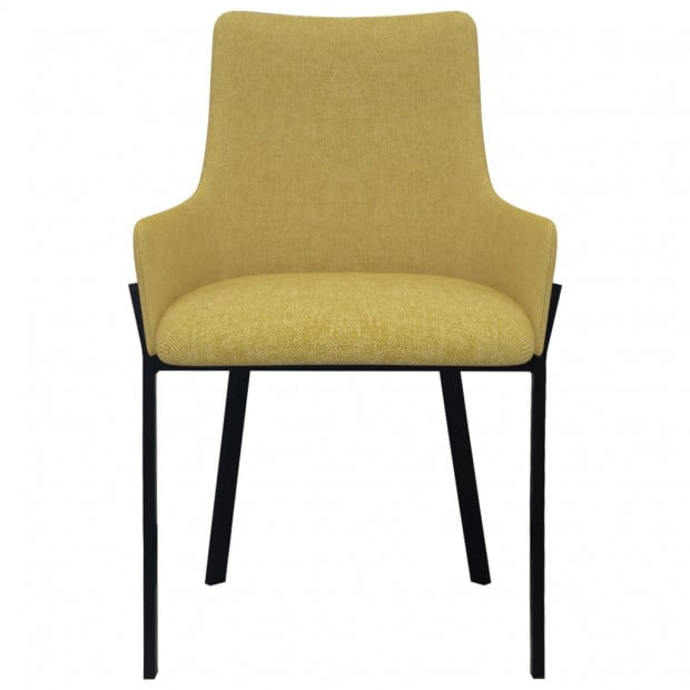 Dining Chairs 2 Pcs Yellow Fabric Image 3