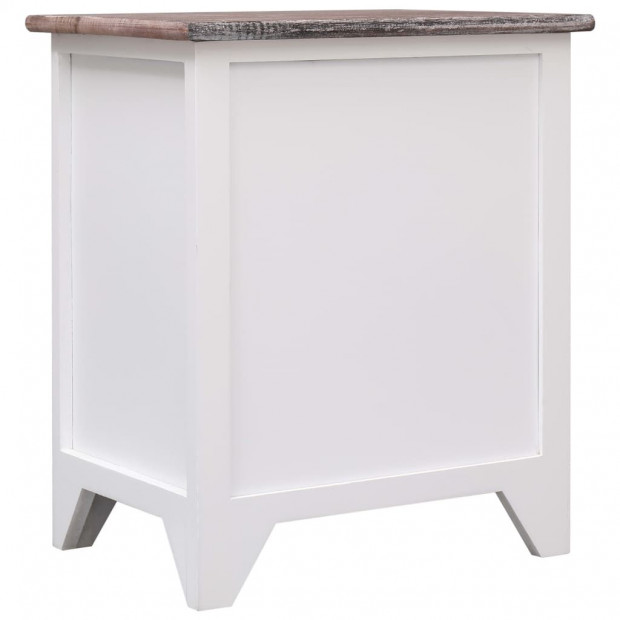 Nightstand Brown And White 38x28x45 Cm Paulownia Wood Image 4