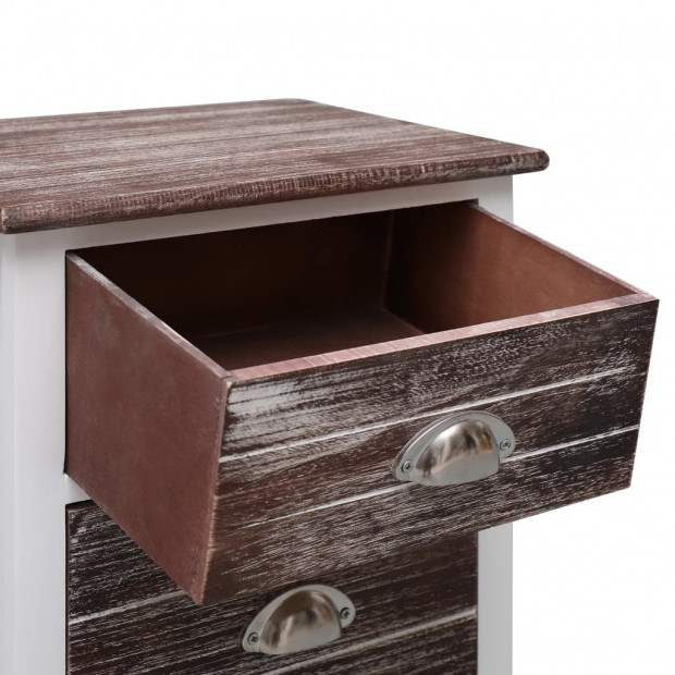 Nightstand Brown And White 38x28x45 Cm Paulownia Wood Image 5