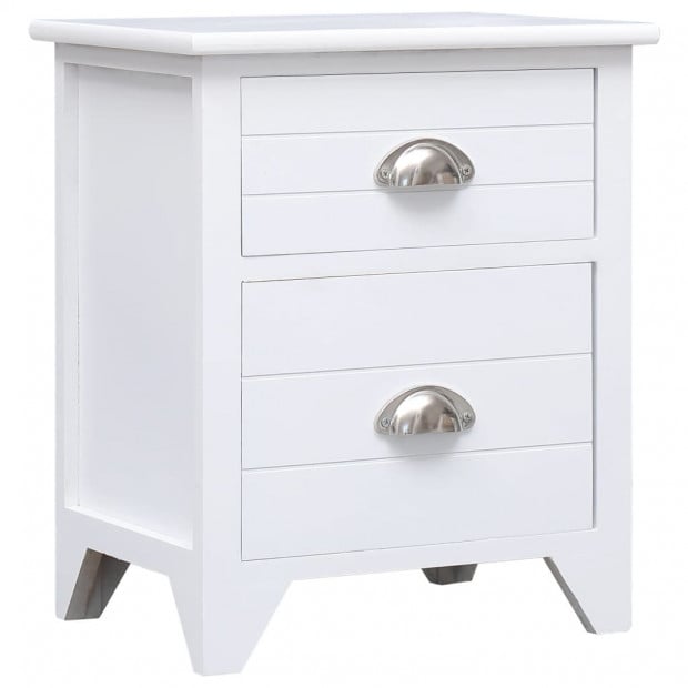 Nightstand White 38x28x45 Cm Paulownia Wood