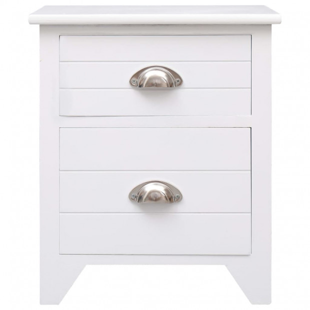 Nightstand White 38x28x45 Cm Paulownia Wood Image 2