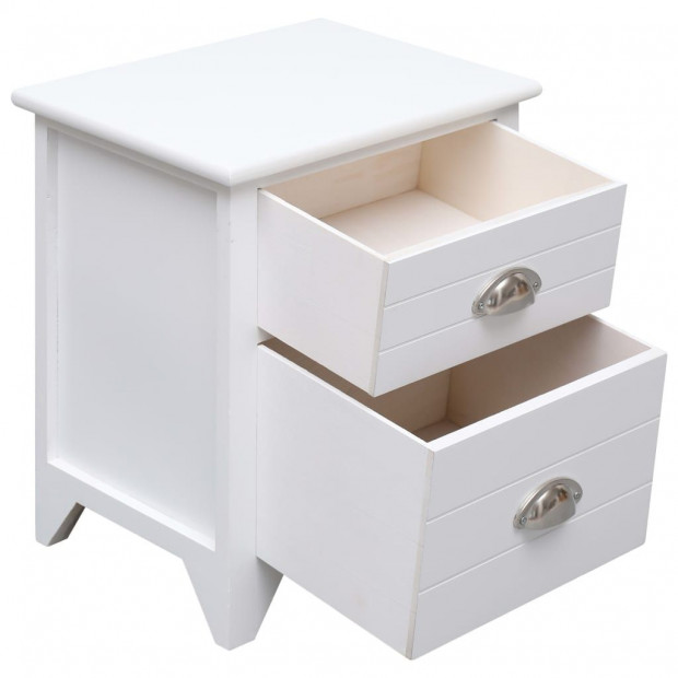 Nightstand White 38x28x45 Cm Paulownia Wood Image 3