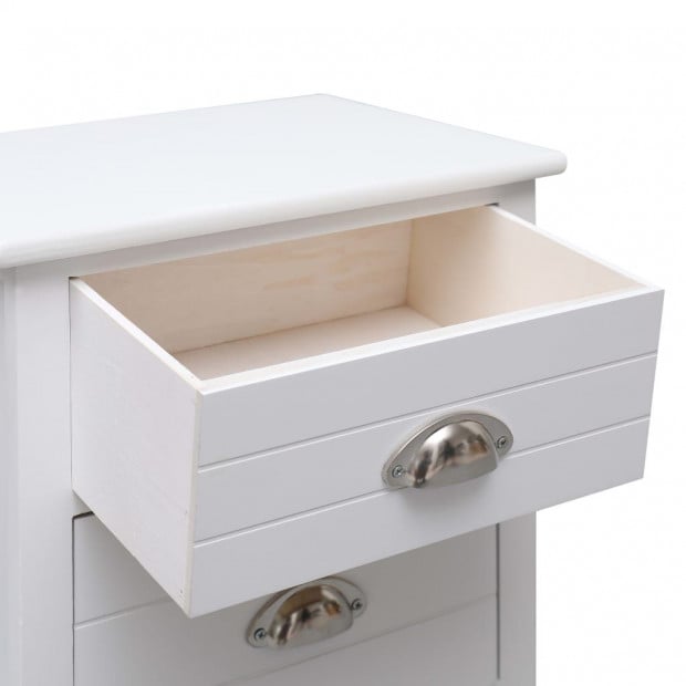 Nightstand White 38x28x45 Cm Paulownia Wood Image 5
