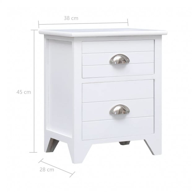 Nightstand White 38x28x45 Cm Paulownia Wood Image 6