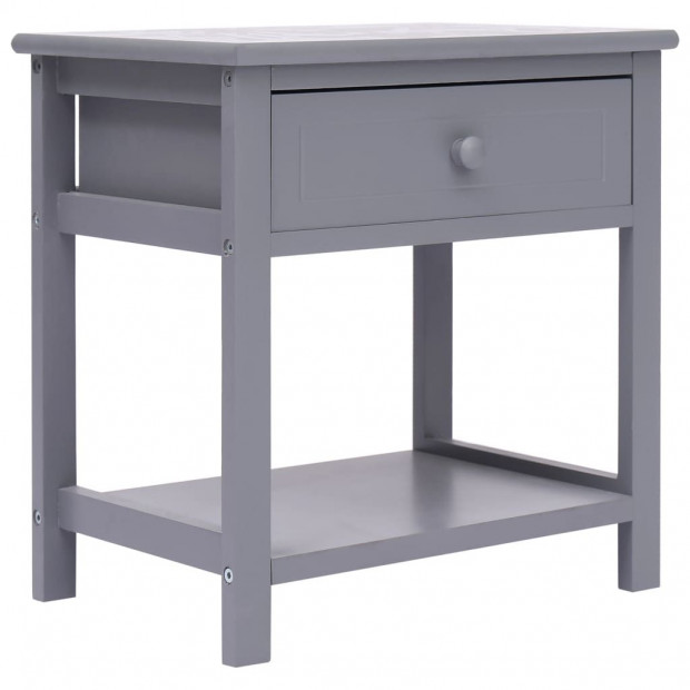 Nightstand Grey 40x29x42 Cm Paulownia Wood