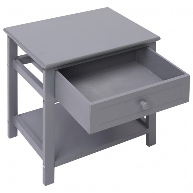 Nightstand Grey 40x29x42 Cm Paulownia Wood Image 2