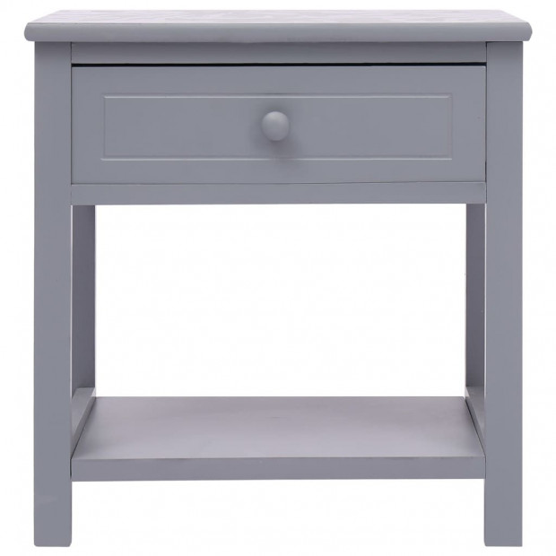 Nightstand Grey 40x29x42 Cm Paulownia Wood Image 3