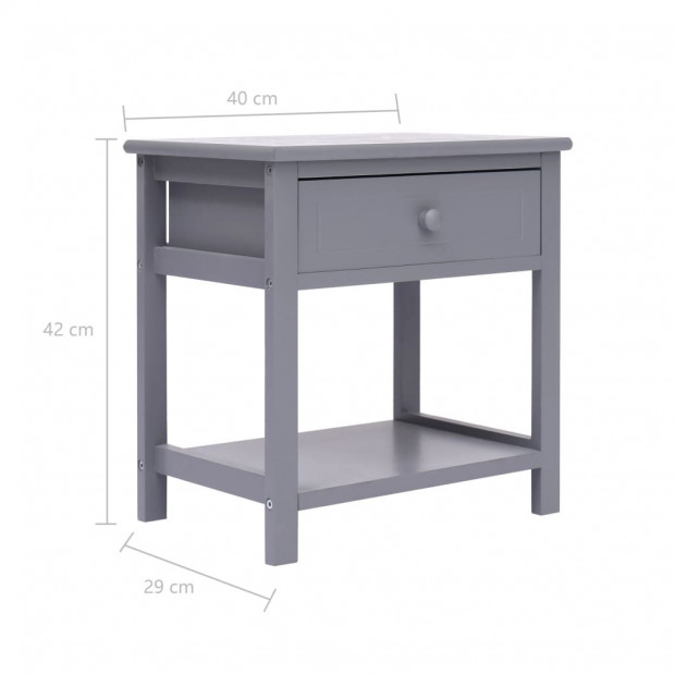 Nightstand Grey 40x29x42 Cm Paulownia Wood Image 6