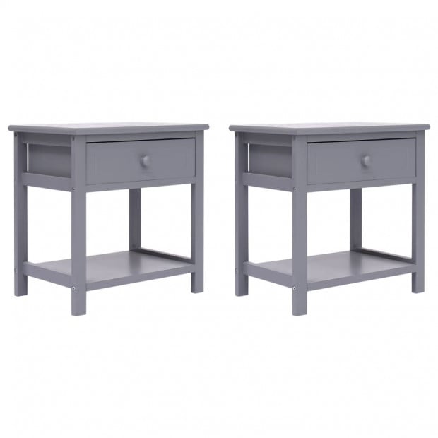 Nightstands 2 Pcs Grey 40x29x42 Cm Paulownia Wood