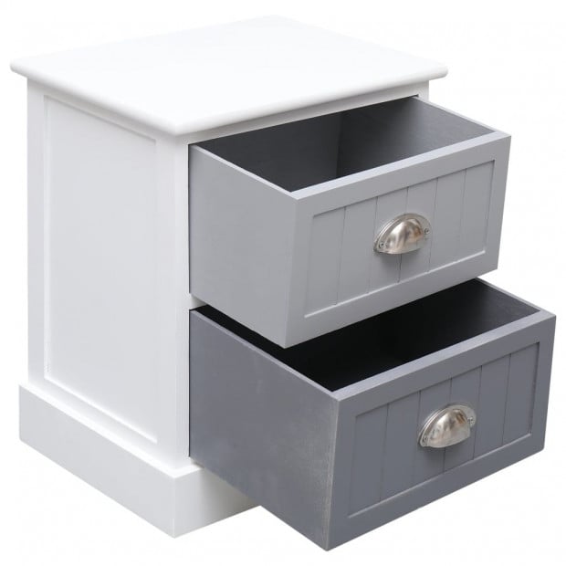 Nightstand Grey 38x28x45 Cm Paulownia Wood Image 2