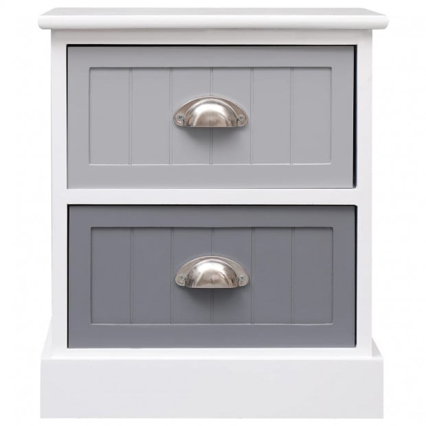 Nightstand Grey 38x28x45 Cm Paulownia Wood Image 3