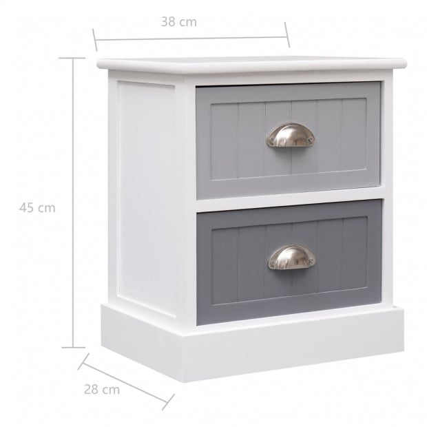 Nightstand Grey 38x28x45 Cm Paulownia Wood Image 6