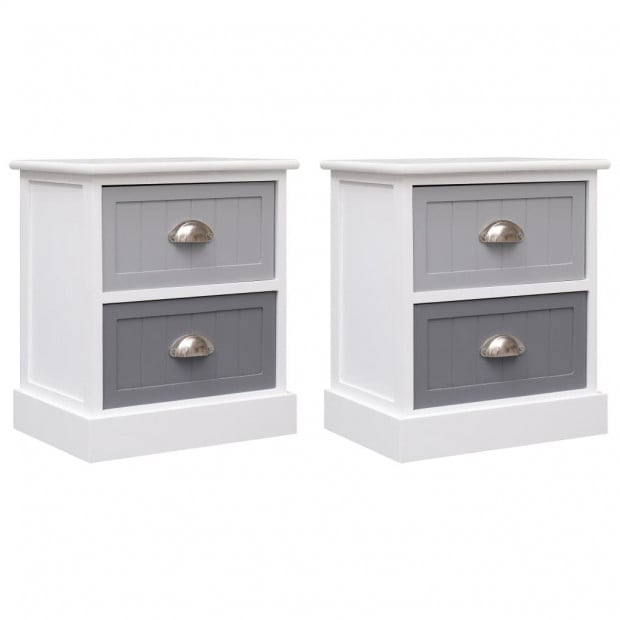 Nightstands 2 Pcs Grey 38x28x45 Cm Paulownia Wood