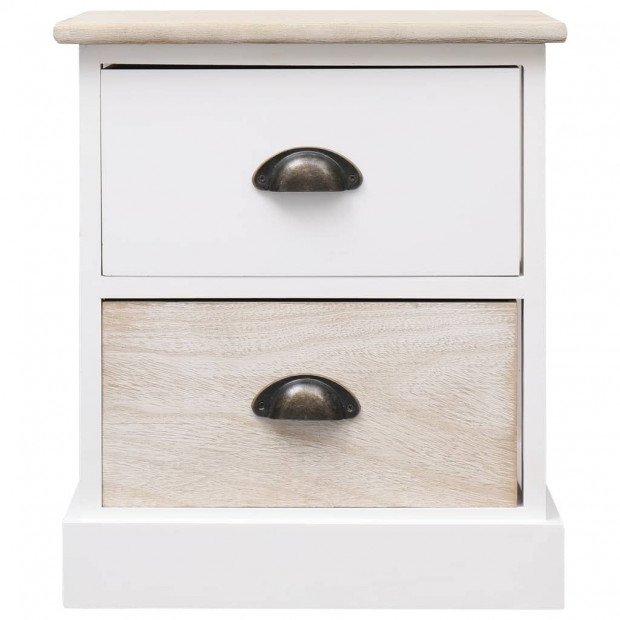Nightstands 2 Pcs White And Natural 38x28x45 Cm Paulownia Wood Image 4