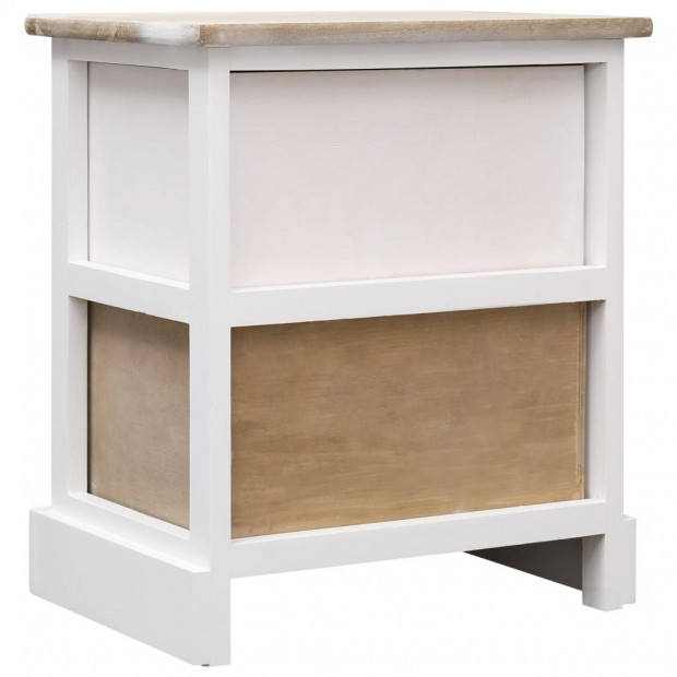 Nightstands 2 Pcs White And Natural 38x28x45 Cm Paulownia Wood Image 5