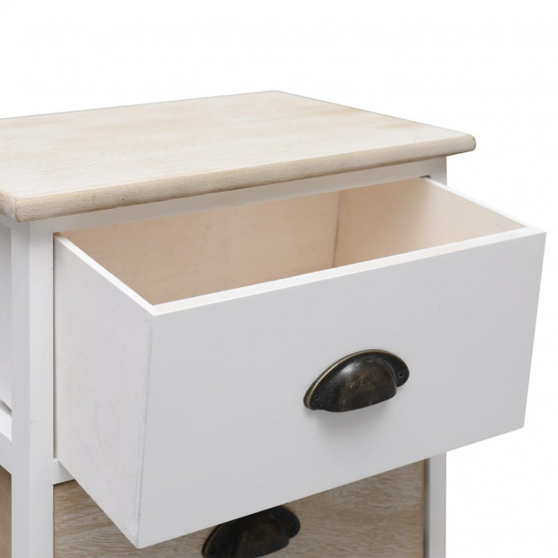 Nightstands 2 Pcs White And Natural 38x28x45 Cm Paulownia Wood Image 6