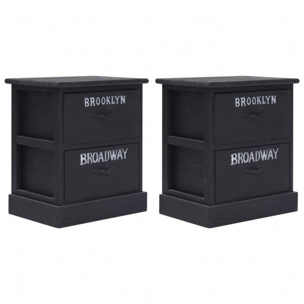 Nightstands 2 Pcs Black 38x28x45 Cm Paulownia Wood