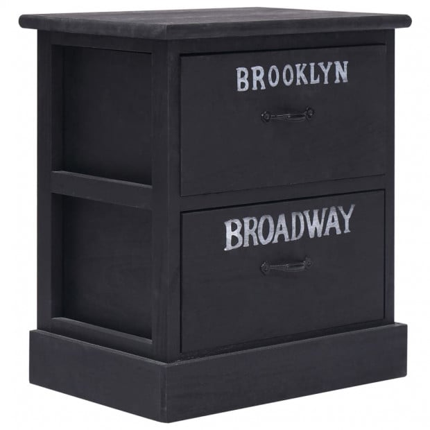 Nightstands 2 Pcs Black 38x28x45 Cm Paulownia Wood Image 2