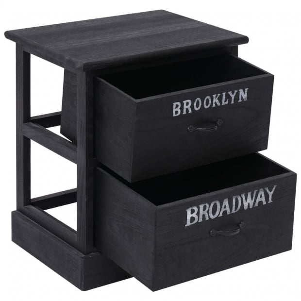 Nightstands 2 Pcs Black 38x28x45 Cm Paulownia Wood Image 4