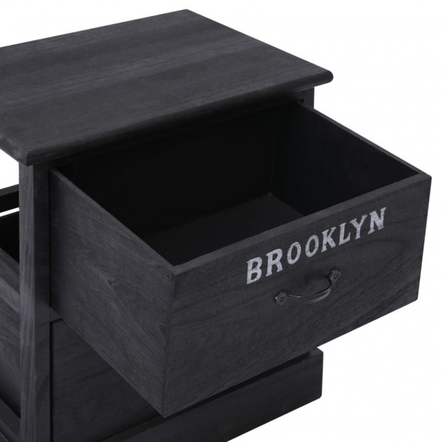 Nightstands 2 Pcs Black 38x28x45 Cm Paulownia Wood Image 6