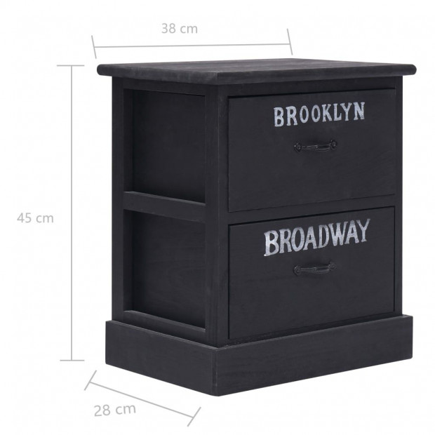 Nightstands 2 Pcs Black 38x28x45 Cm Paulownia Wood Image 7