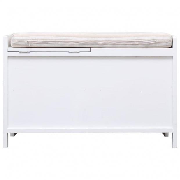 Hall Bench White 70x33.5x45 Cm Paulownia Wood Image 3