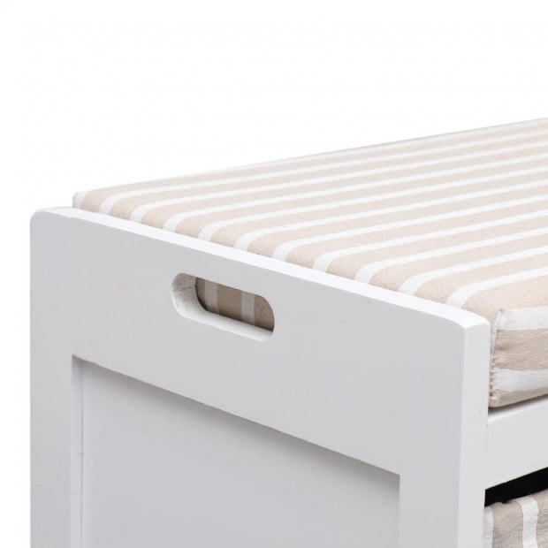Hall Bench White 70x33.5x45 Cm Paulownia Wood Image 5