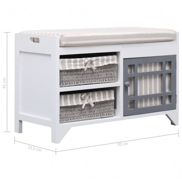 Hall Bench White 70x33.5x45 Cm Paulownia Wood Image 7