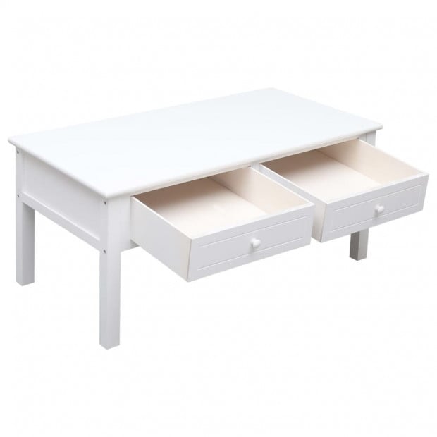 Coffee Table White 100x50x45 Cm Wood Image 4