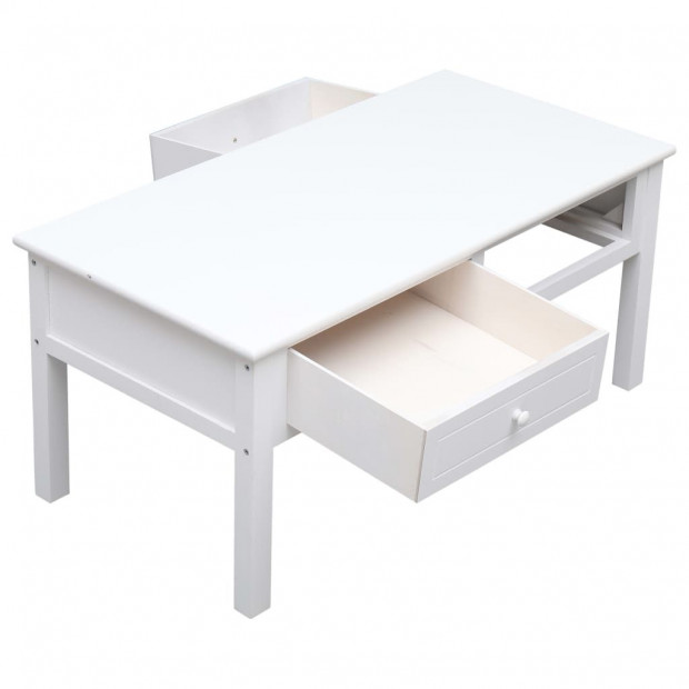 Coffee Table White 100x50x45 Cm Wood Image 5