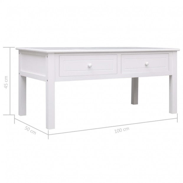 Coffee Table White 100x50x45 Cm Wood Image 8