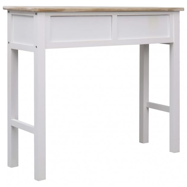 Console Table White And Natural 90x30x77 Cm Wood Image 4