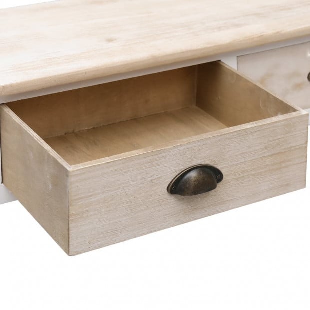 Console Table White And Natural 90x30x77 Cm Wood Image 5