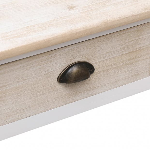 Console Table White And Natural 90x30x77 Cm Wood Image 6