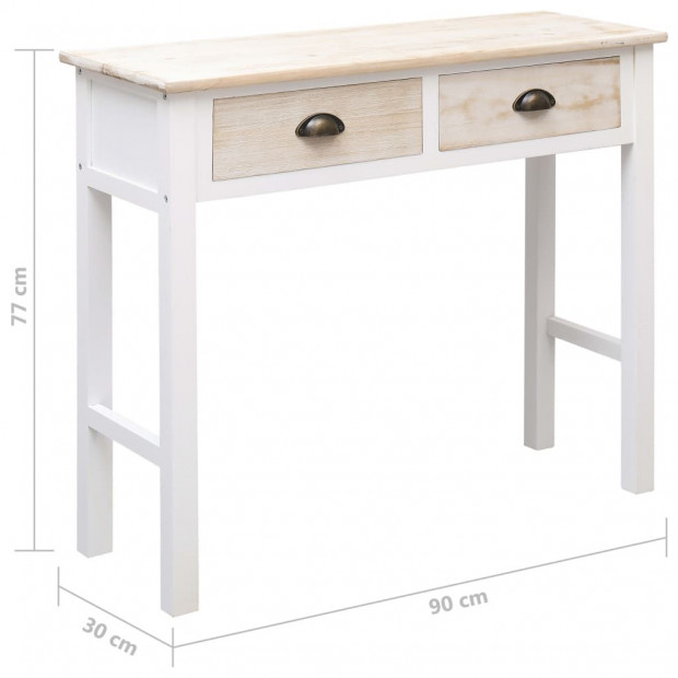 Console Table White And Natural 90x30x77 Cm Wood Image 8