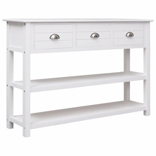 Sideboard White 115x30x76 Cm Wood Image 4
