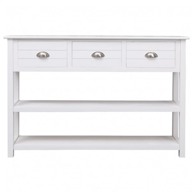 Sideboard White 115x30x76 Cm Wood Image 5