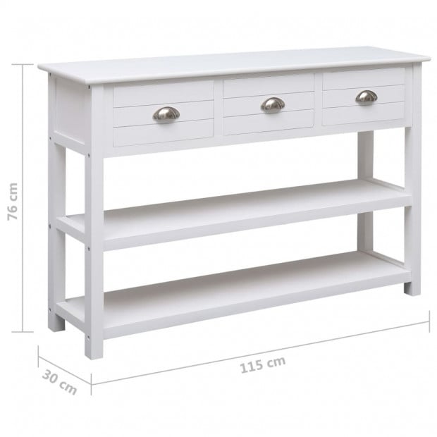 Sideboard White 115x30x76 Cm Wood Image 8